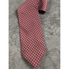 Jos. A. Bank Red Geometric Diamond Silk Tie Handsewn USA Mens Necktie