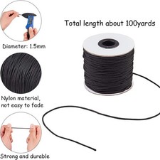 Black Nylon Cord Wind Chime Cord Replacement Braided Blind String 1.5mm 100 Yard