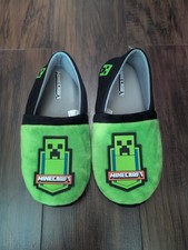 Minecraft Creeper Lime Green Comfort Slippers Youth SZ 4-5