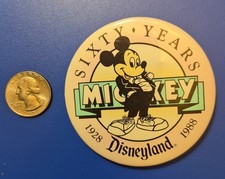 1988 DISNEYLAND 60 YEARS MICKEY MOUSE SOUVENIR 3" PINBACK 1928 - 1988