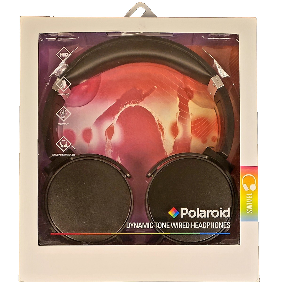 Wired Stereo Dynamic Toned Swivel Headphones by Polaroid Bla