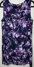 Adrienne Vittadini sleeveless shift dress Sz 12 cottage garden party travel