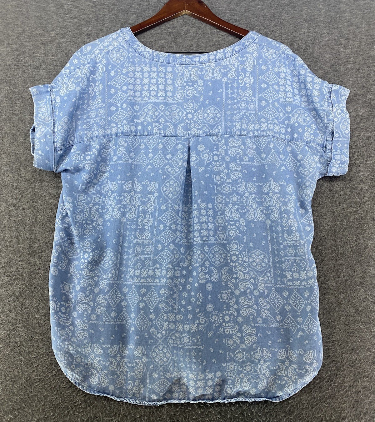 Ruby Rd. Chambray Button Up Short Sleeve Paisley … - image 2