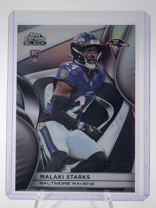 MALAKI STARKS 2025 TOPPS CHROME BLACK ROOKIE REFRACTOR RC /299 #104 Q7545