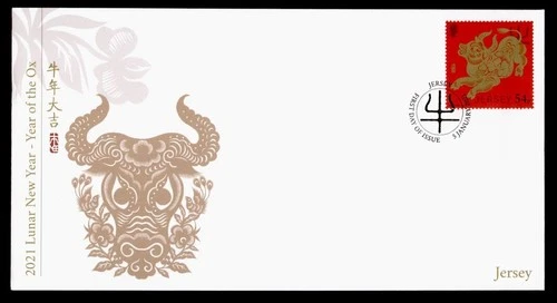 DR WHO 2021 GB JERSEY FDC NEW YEAR OX CACHET M68297