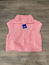 JoyLab Vest Women's Medium Pink Fuzzy High Pile Puffer Mix Vest, NWT
