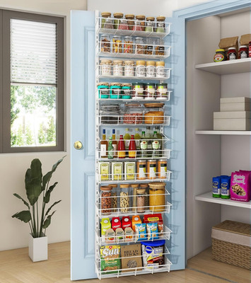 10-Tier Over the Door Pantry Organizer - Adjustable Metal Spice Rack