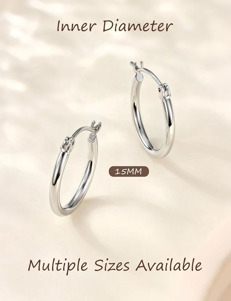 Orecchini Cerchio Argento 925 Ipoallergenico Grandi Orecchini Cerchio Oro Placca - Immagine 3 di 4