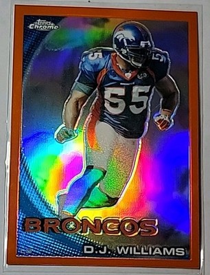 D.J. Williams 2010 Topps Chrome Orange Refractor Card #C219 Denver Broncos