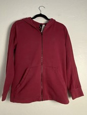 adidas Women's Hoodie Sweatshirt Sz Medium 12/14 Burgundy Full Zip Casual Wear