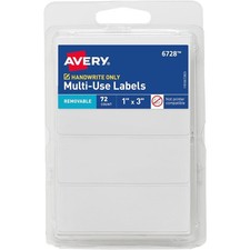 Multi-Use Removable White Labels 1x3 Inch 72 Blank Non-Printable Repositionable