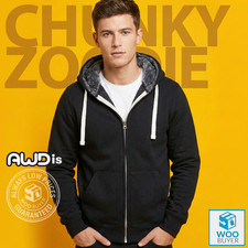 AWDis  Plain Chunky Zoodie Fur Lined Just Hoods Hoodie 400 GSM - Black