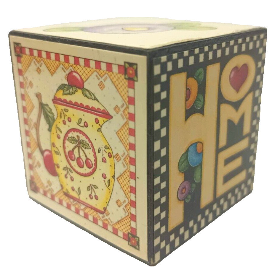 Vintage Home Cherries Mary Engelbreit Engelblock Decorative Desk Block