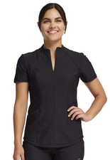 Black Cherokee Scrubs Form Partial Zip Front Top CK707 BLK