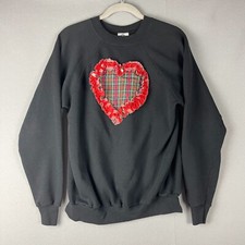 Vintage Pannill Hanes Sweatshirt Women XL Heart Ruffle Artsy Grandma Made In USA