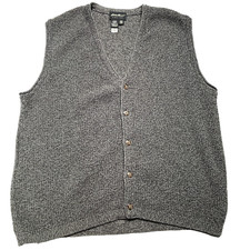 Vintage Eddie Bauer Sweater Vest Mens Large Made in USA Grandpa Cardigan 70s