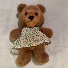Vintage 1978 Dakin Nelly Teddy Bear Nature Babies Mama in dress 10" Plush