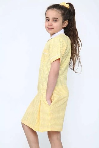 Summer Dress School Uniform Gingham Pleated Check Matching Hair Band In 7 Colors - Picture 38 of 44