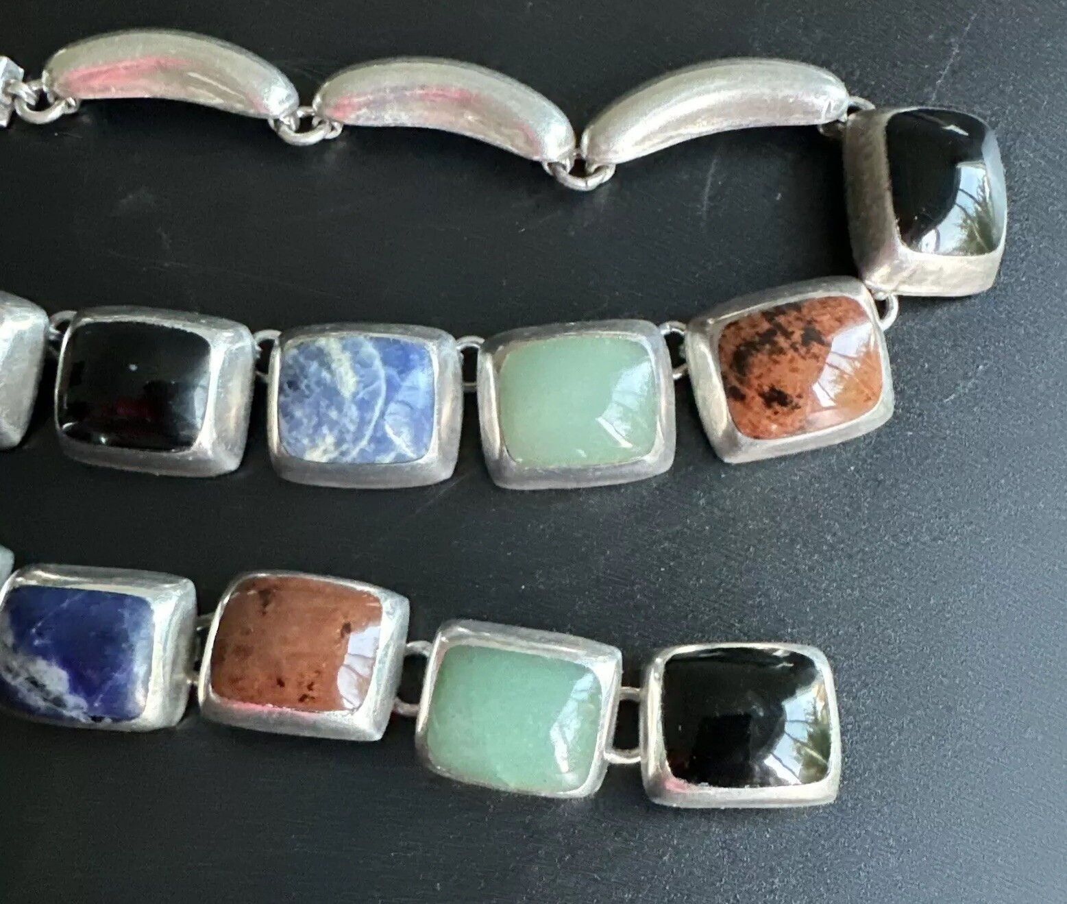 925 Sterling Silver Cabochon Multi Gemstones Neck… - image 8