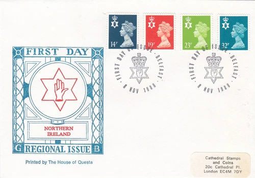 CLEARANCE 32p 23p 19p 14p Questa GB Northern Ireland FDC Belfast 1988 (144136)