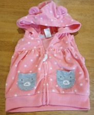 Carter's Baby Infant Pink Fleece Zipper Hoodie Vest With Kitty Pockets