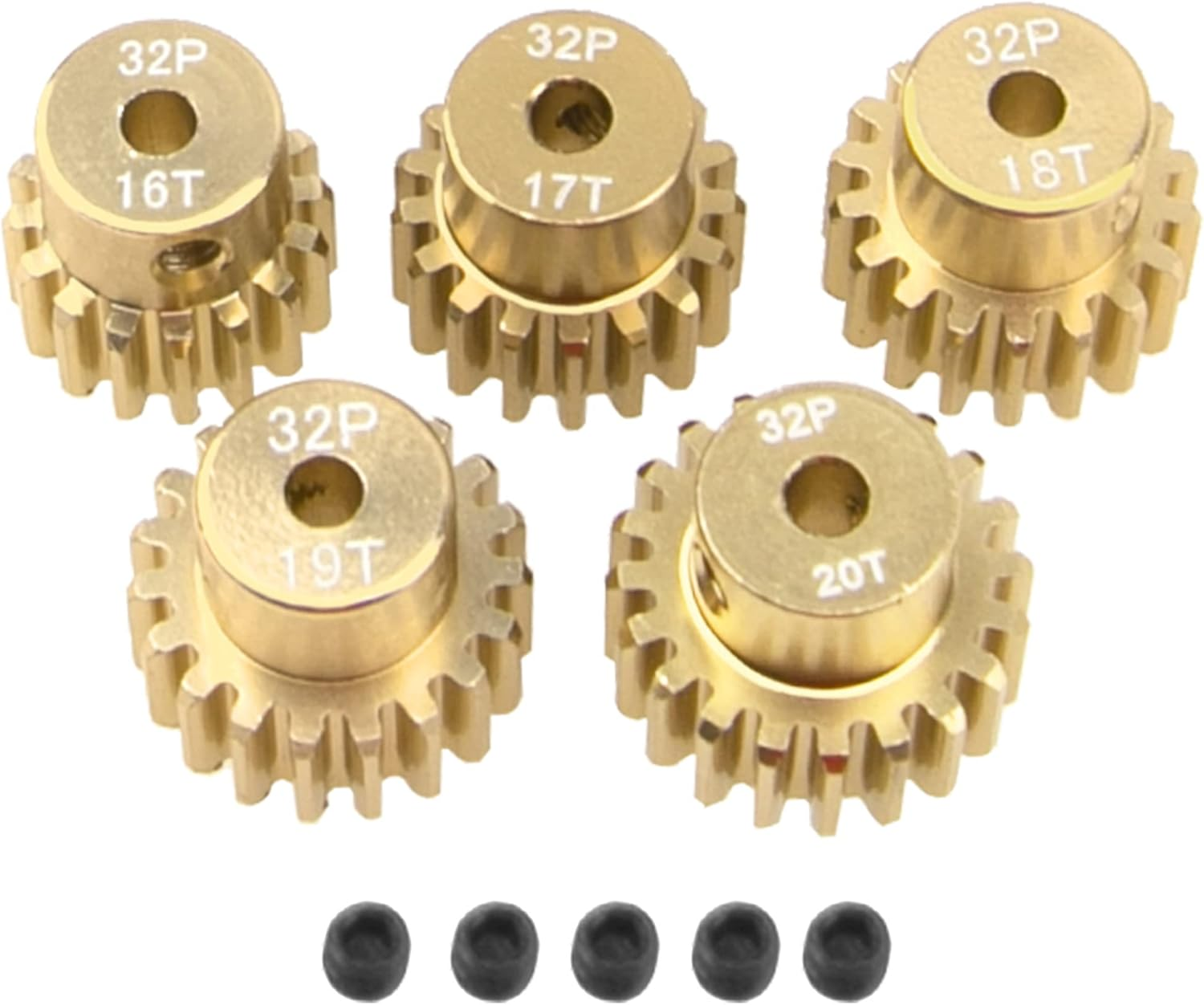 Aluminum Alloy 32 Pitch Pinion Gear Set 3.175Mm Shaft 16T 17T 18T 19T 20T Motor