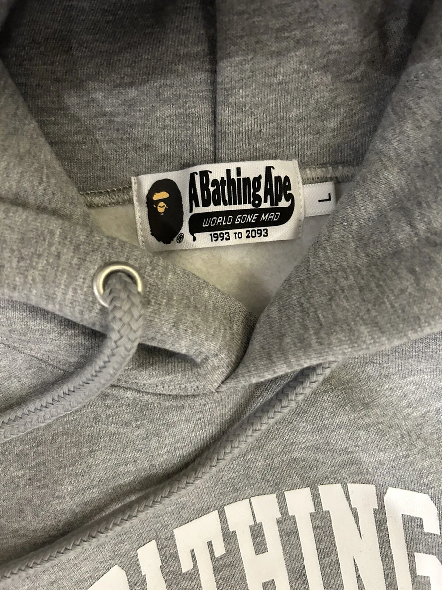 AUTHENTIC BAPE HAPPY NEW YEAR HOODIE XL SS22 2022 Heather Grey