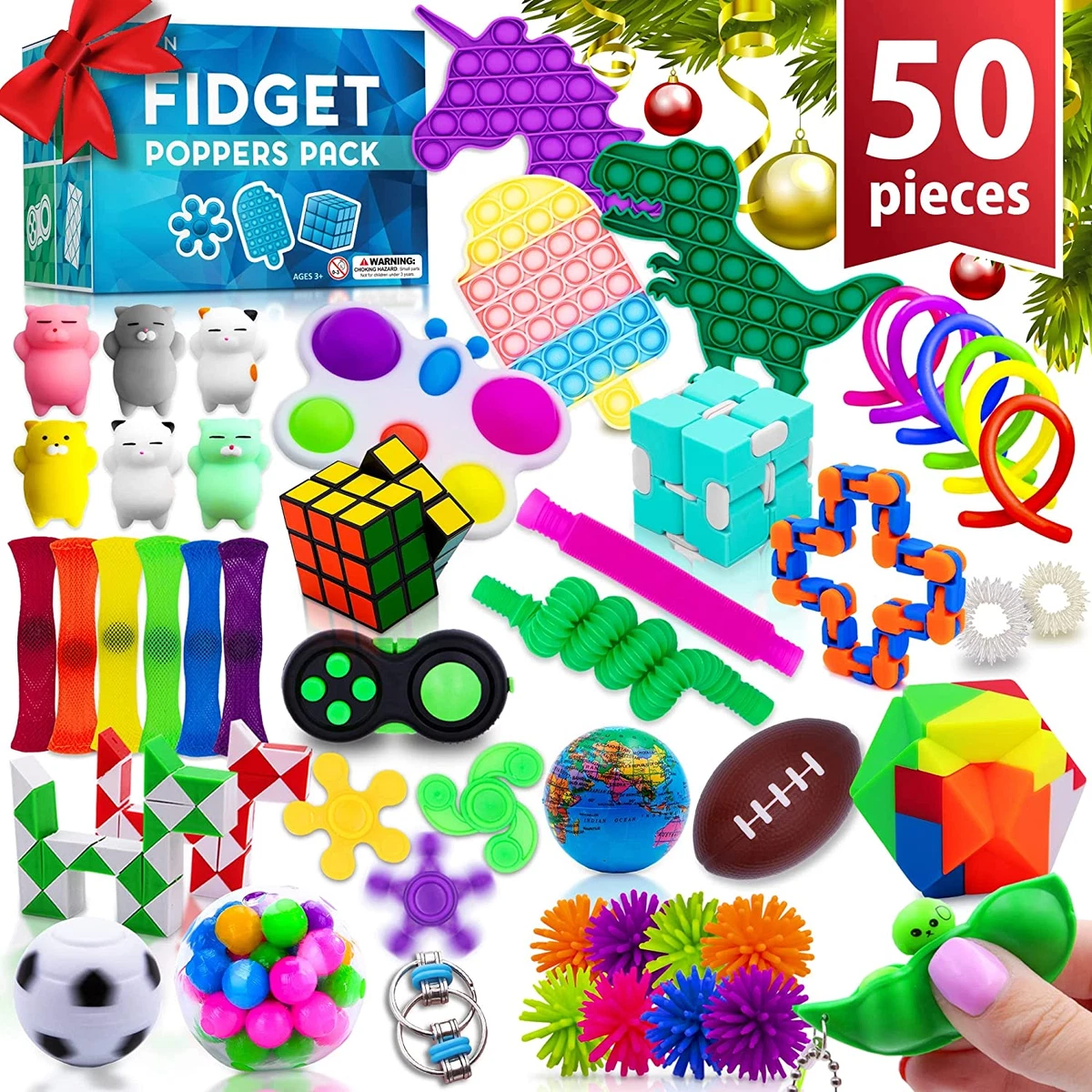 50 Piece Fidget Toys Sensory Pack Bulk Fidgets Pop Its Dimples Party Favors  NEW