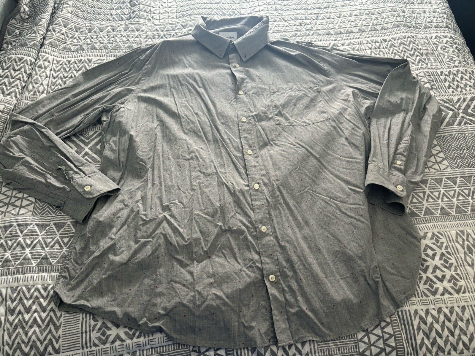 Goodfellow Northrop Men's 3XB Tall Cement Gray Long Sleeve Button Up Shirt