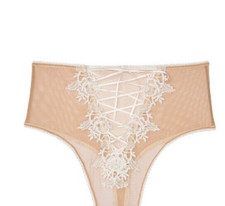 Victorias Secret Dream Angels Coconut White Lace Up Mesh High Waist Thong Size M