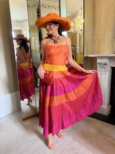 DOSA Rock Größe 1 Stufen Gypsy Rock Bindegürtel Crinkle Seide rosa orange