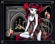 Fire Fairy Tribal Tattoo Red Hair Gothic Myka Jelina Art Signed Print TERRA