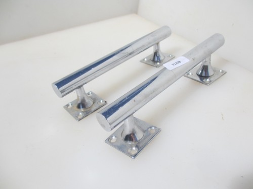 Vintage Chromed Brass Door Handles Shop Pulls Antique Old Art Deco Chrome 6.5" - 第 5/13 張圖片