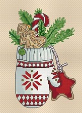 Christmas Red Mitten Counted Cross Stitch Chart No. 4-24