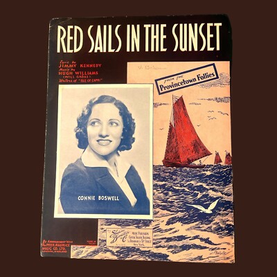 Red Sails in the Sunset 1935 Sheet Music Connie Boswell Provincetown Follies