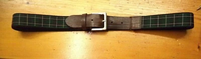 Ceinture classique en tartan vert/noir 40 mm avec cuir - 100 % Made in Italy - Photo 1/4