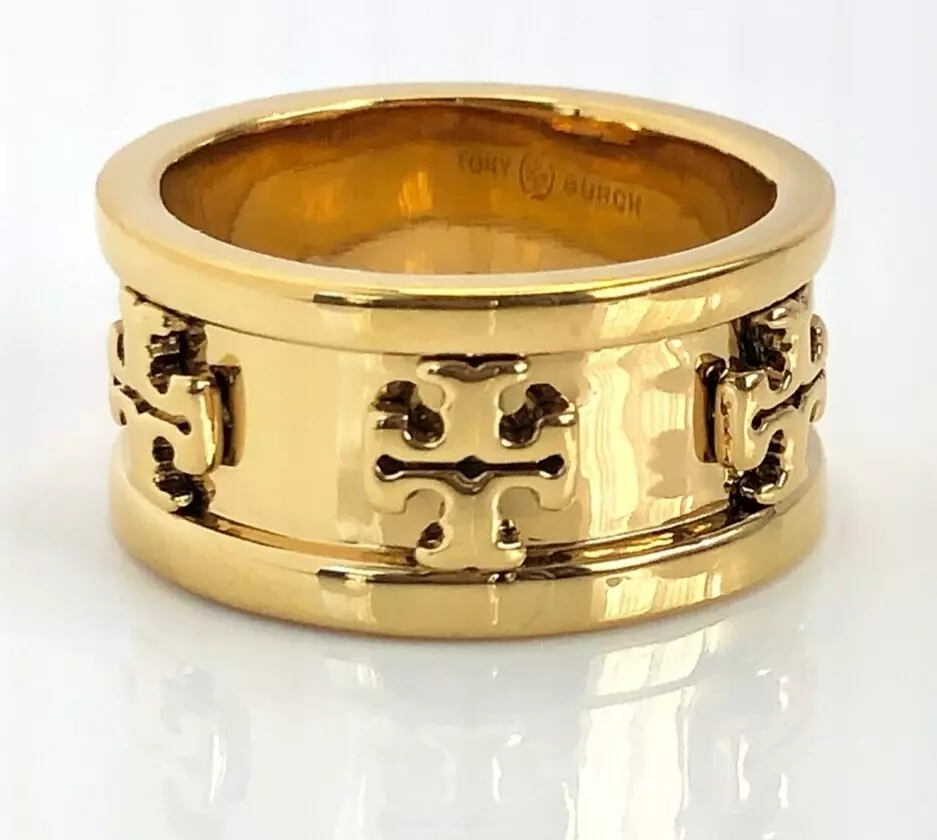 Tory Burch Miller Studded Ring In Tory Gold/black | ModeSens