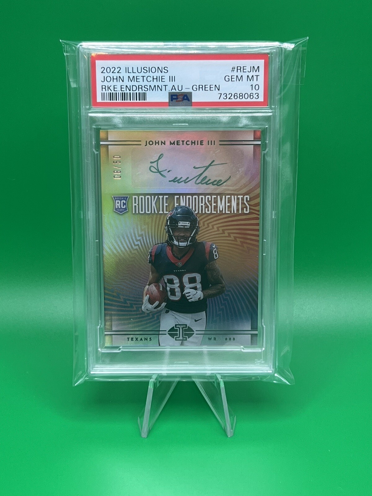 John Metchie Panini Illusions Rookie Endorsements Autographs #REJM Green