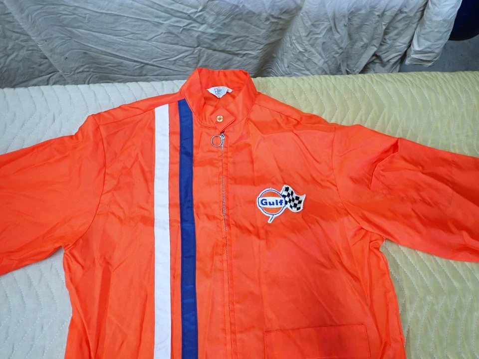 Chaqueta cortavientos Gulf Gasolinera vintage años 60-70 mediana musculosa Hot Rod Foto 4 de 4