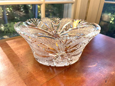 Bohemian Czech Vintage Crystal 8 3/8" Bowl Hand Cut Queen Lace 24 Lead Glass