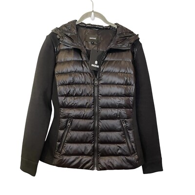 Mackage Montreal DELLA-R Hybrid Jacket with Hood Black Down Mixed Media sz M NEW