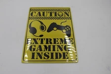 Caution Extreme Gaming Inside Yellow 8x12-Inch Kalan Tin Metal Sign
