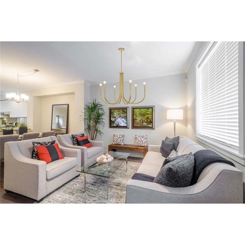 Living District Layne 36" 6-Light Transitional Metal Chandelier in Brass - Picture 2 of 7