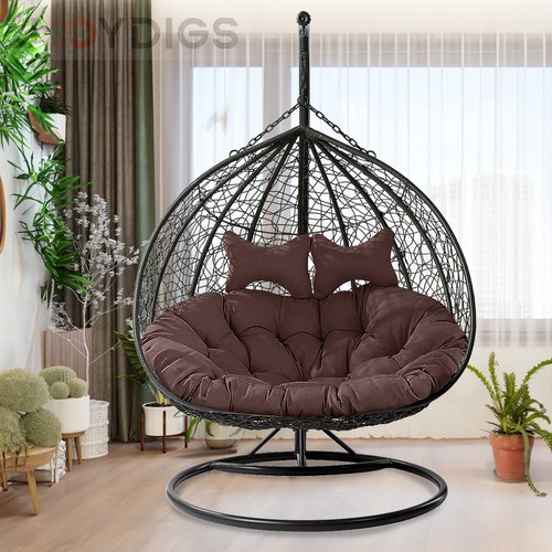 2 Persons Hammock Swing Chair Cushion w/Headrest Detachable Hanging Chair Pads - Picture 67 of 69