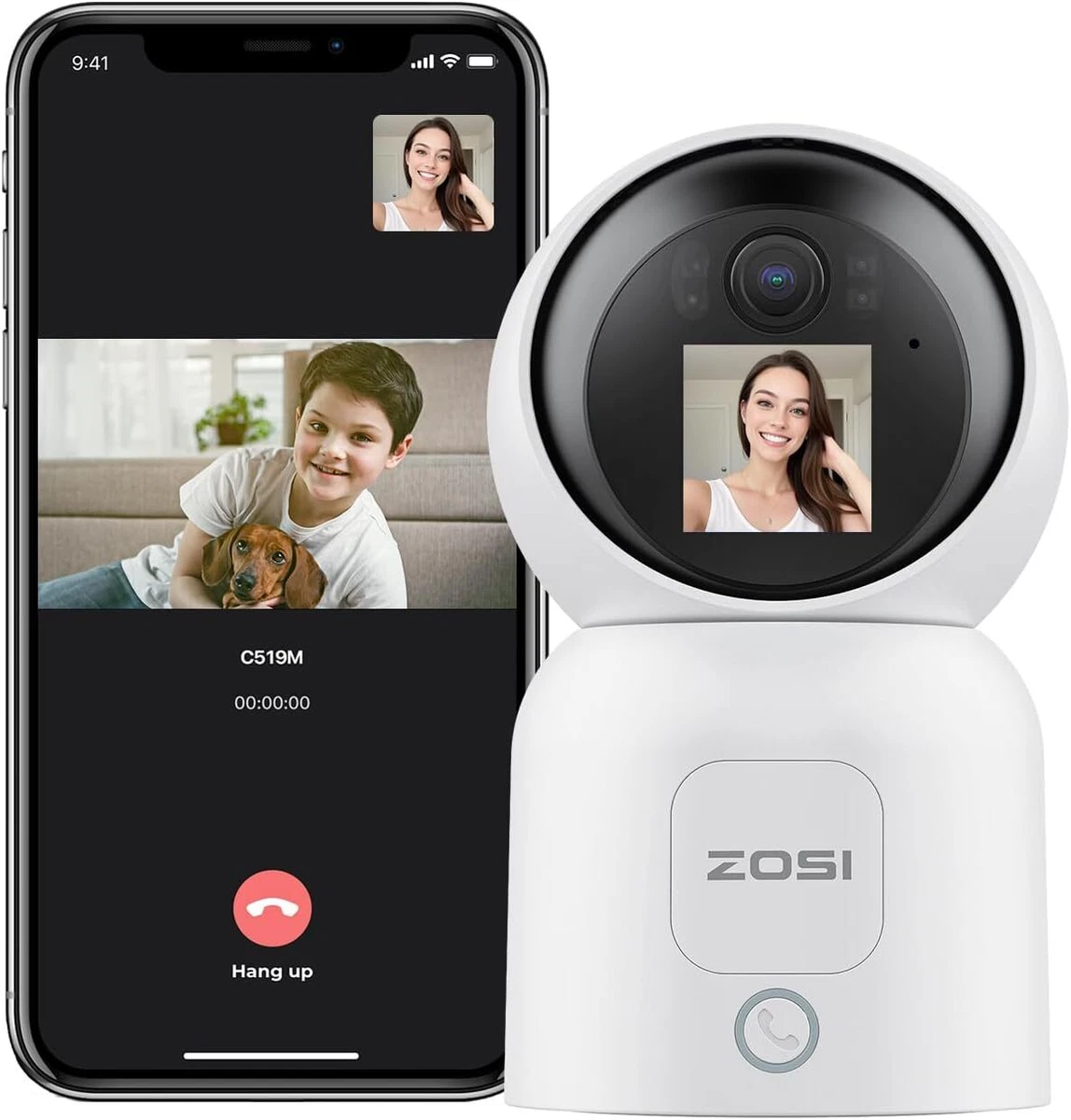 ZOSI Security Camera 4MP Two-Way Audio WiFi Baby/Pet Monitor Color