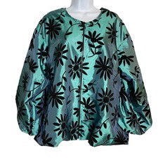 Jerry. T Womens Jacket Size L / Xl Bubble Hem Velvet Flocking Artsy Pouf Sleeves