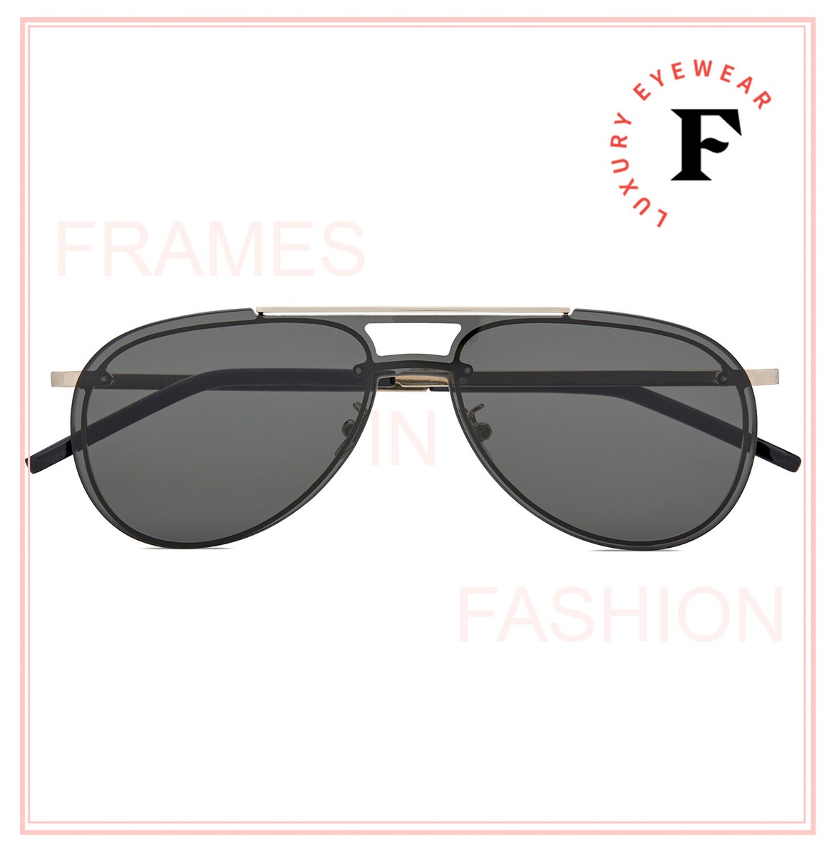 SAINT LAURENT 416 YSL 001 Silver Black MASK SHIELD Aviator SAINT LAURENT 416 YSL 001 Silver Black MASK SHIELD Aviator