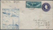 US First Flight Cover New York to Horta Azores to Ozone Park 1939 Pan Am on PSE