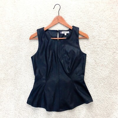 JLO Jennifer Lopez Black Sleeveless Peplum Blouse Shirt Top XS Extra Small