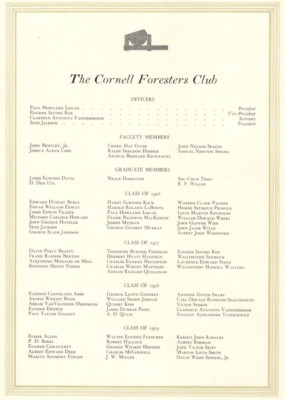 1926 Cornell University Cornellian The Cornell Foresters Club Member List